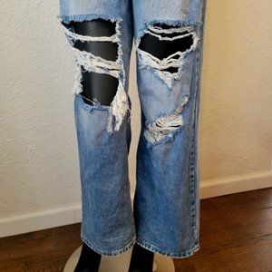 Shein size 6 or medium extreme distressed jeans. Wide leg.